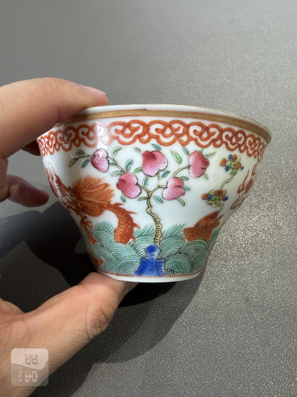 清嘉庆 粉彩鱼化龙图茶壶杯碟十三件 - 图32